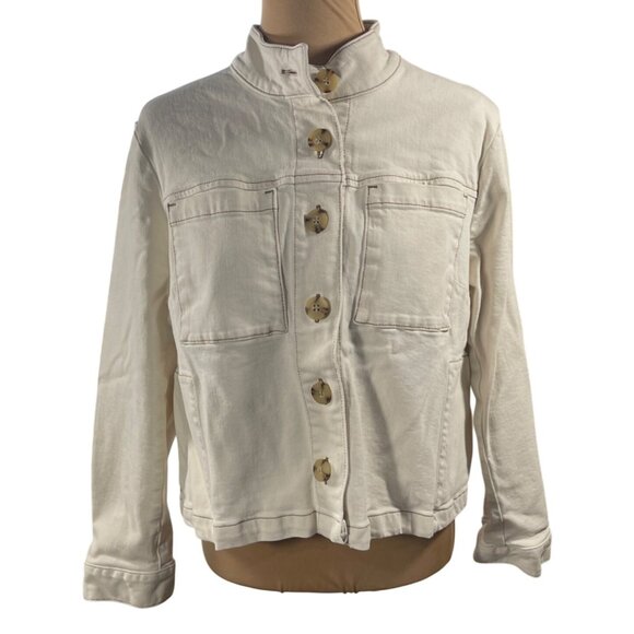 J.Jill Modern Utility Jacket Natural Cream Button Size L Petite LP - Picture 1 of 7